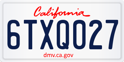 CA license plate 6TXQ027
