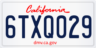 CA license plate 6TXQ029