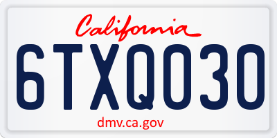 CA license plate 6TXQ030