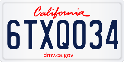 CA license plate 6TXQ034