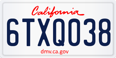 CA license plate 6TXQ038