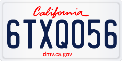 CA license plate 6TXQ056