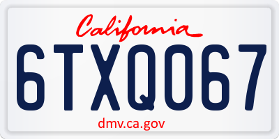 CA license plate 6TXQ067