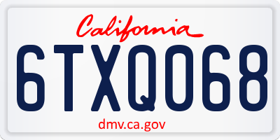 CA license plate 6TXQ068