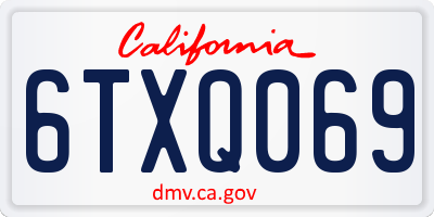 CA license plate 6TXQ069