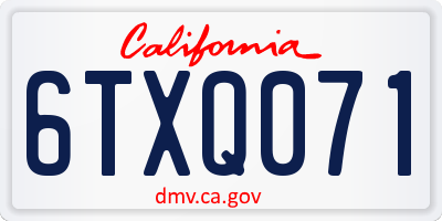 CA license plate 6TXQ071