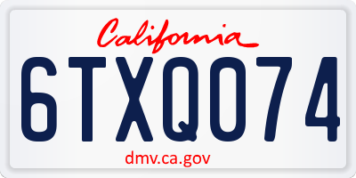 CA license plate 6TXQ074