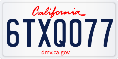 CA license plate 6TXQ077
