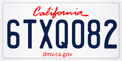 CA license plate 6TXQ082