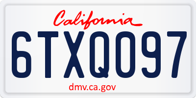 CA license plate 6TXQ097