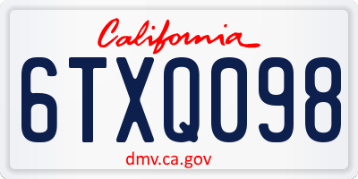 CA license plate 6TXQ098
