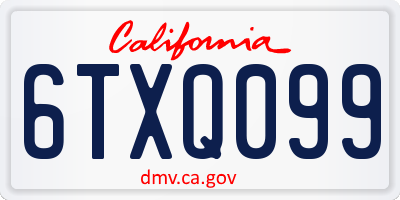 CA license plate 6TXQ099