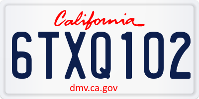 CA license plate 6TXQ102