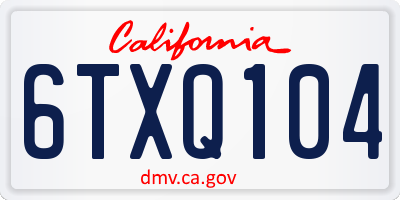 CA license plate 6TXQ104