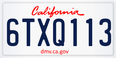 CA license plate 6TXQ113