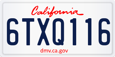 CA license plate 6TXQ116