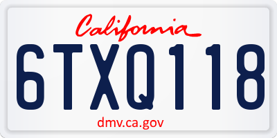 CA license plate 6TXQ118