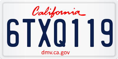 CA license plate 6TXQ119
