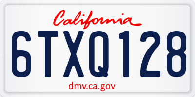 CA license plate 6TXQ128