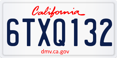 CA license plate 6TXQ132