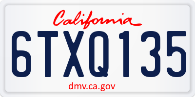 CA license plate 6TXQ135