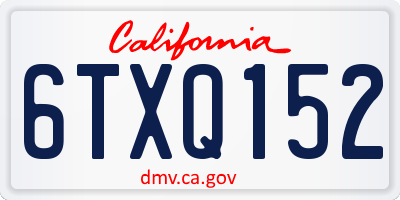 CA license plate 6TXQ152