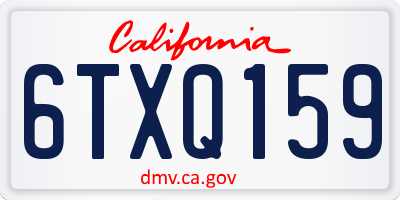 CA license plate 6TXQ159