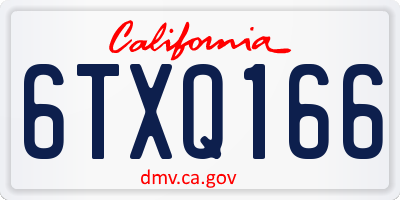 CA license plate 6TXQ166