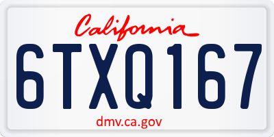 CA license plate 6TXQ167