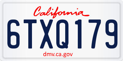 CA license plate 6TXQ179