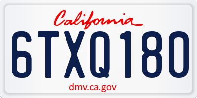 CA license plate 6TXQ180