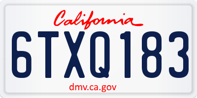 CA license plate 6TXQ183
