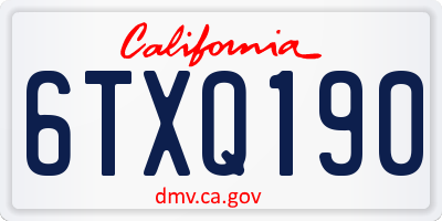 CA license plate 6TXQ190