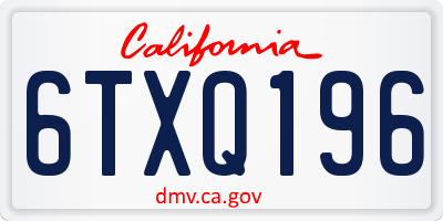 CA license plate 6TXQ196