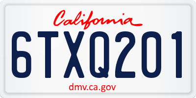 CA license plate 6TXQ201