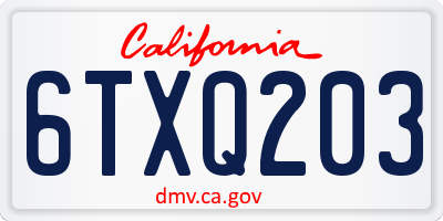 CA license plate 6TXQ203