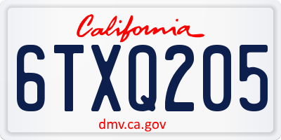CA license plate 6TXQ205