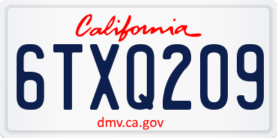 CA license plate 6TXQ209