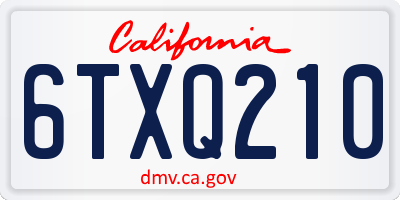CA license plate 6TXQ210