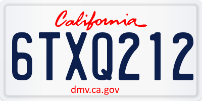 CA license plate 6TXQ212