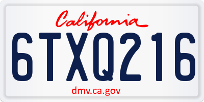 CA license plate 6TXQ216
