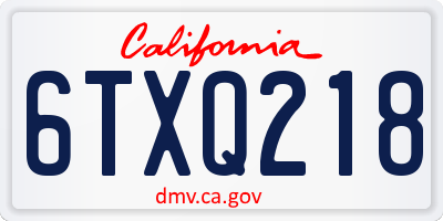 CA license plate 6TXQ218