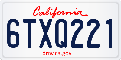 CA license plate 6TXQ221