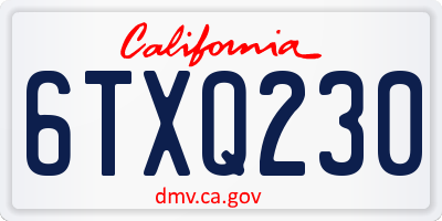 CA license plate 6TXQ230