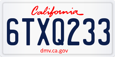 CA license plate 6TXQ233