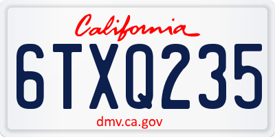 CA license plate 6TXQ235
