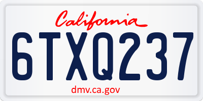 CA license plate 6TXQ237