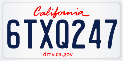 CA license plate 6TXQ247