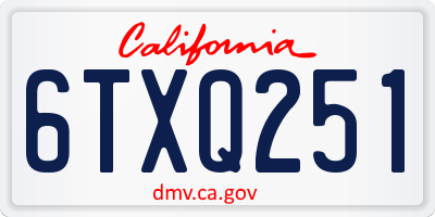 CA license plate 6TXQ251