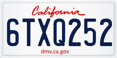 CA license plate 6TXQ252